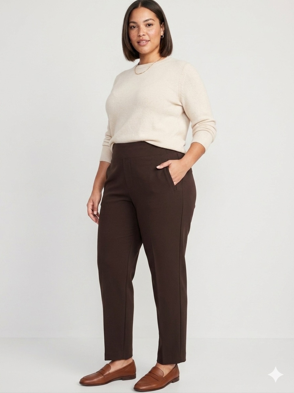Classic Straight-Leg Women's Pants in Dark Brown